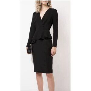 Black Halo Women’s Black Jacquelyn Asymmetrical Peplum Dress Size 4